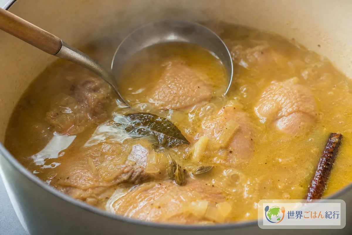 手順3: 鶏肉を煮てだしを作る(25分)