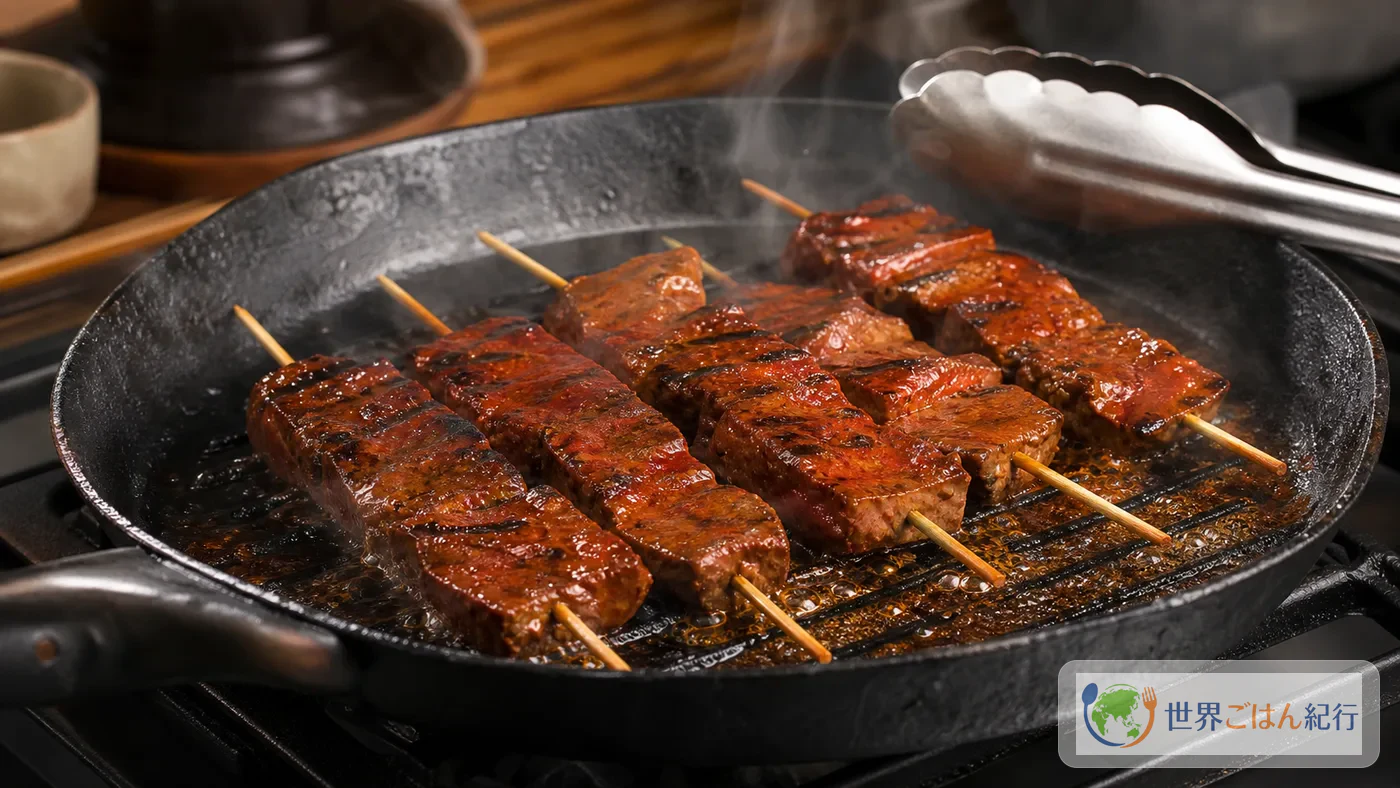 手順4: グリルパンで焼き付ける(6〜8分)