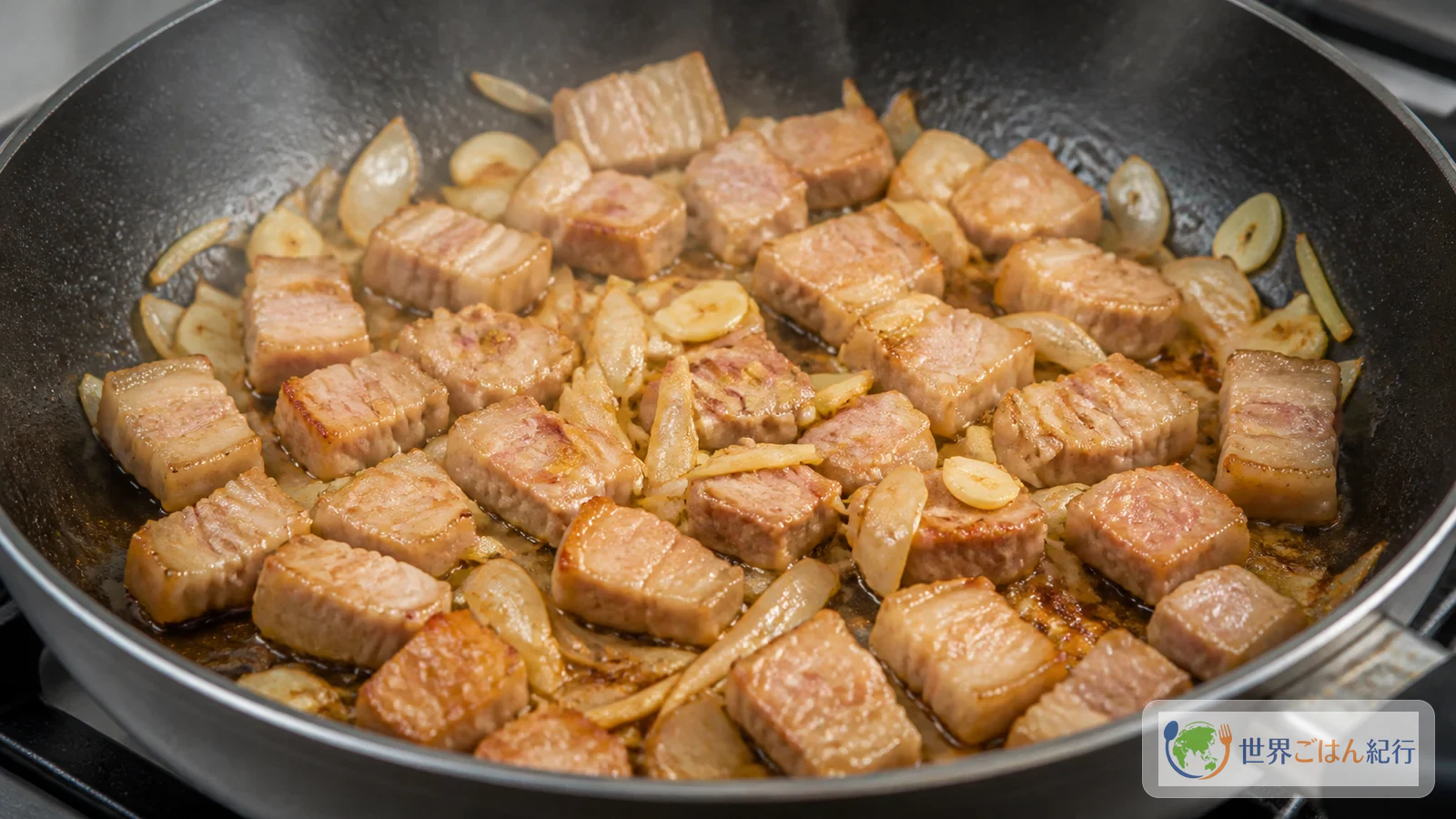 手順3: 豚肉を焼きつける(5分)